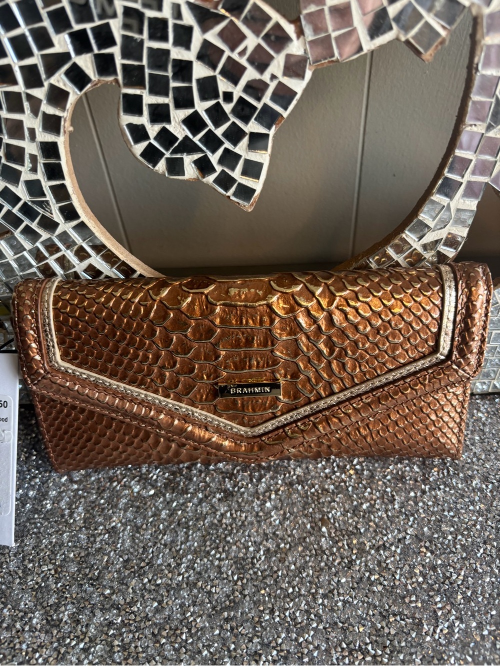🌟Brahmin Metallic Copper Textured Leather Wallet